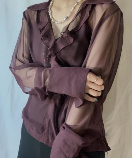 【USED】L/S See-through  Blouse  /210318-007