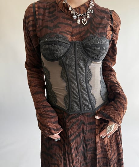 【USED】 Lace Pattern Camisole Corset Top  /250322-031