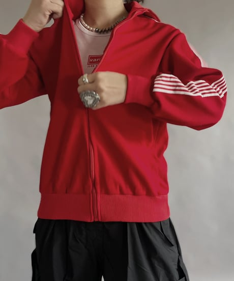 【USED】 Poly Zip-up Line Top Red / 230128-005