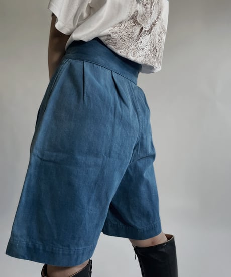 【MEND】 Italian ARMY Dyed Gurkha shorts -Blue-/ 220625-004