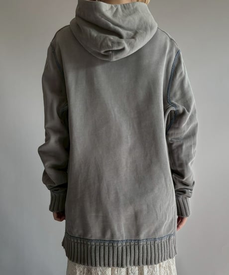 【USED】 Desigual Rib Knit Docking Hoodie /251108-024