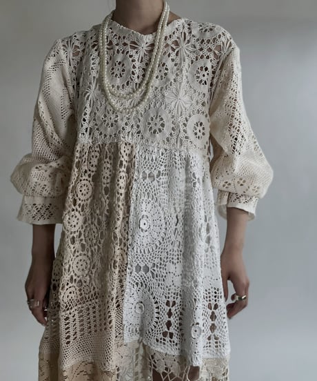 【RE;CIRCLE】 RE Crochet Lace Patchwork One-piece / 220526-010