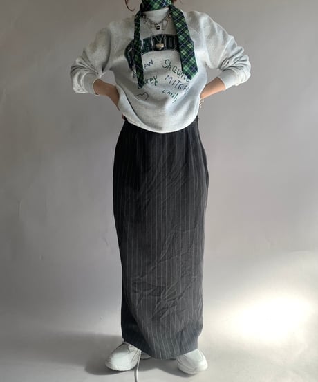 【USED】 Stripe Patterned Long Skirt/ 241124-028