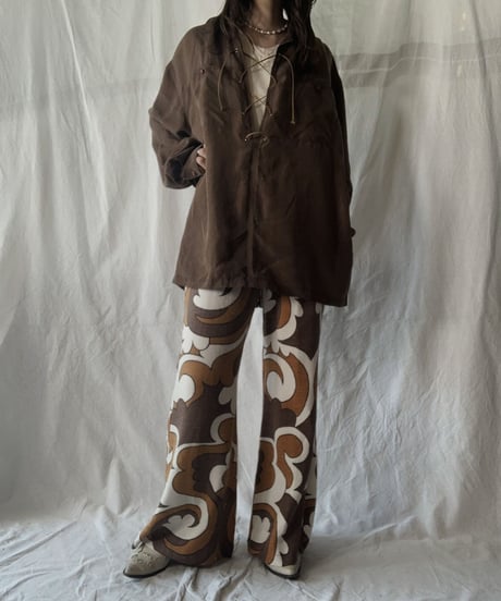 【RE;CIRCLE】 RE Lace Up Silk Pull Over Shirt② /210613-006