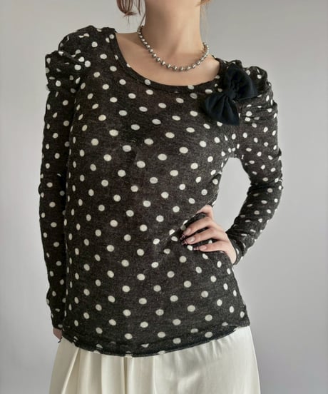 【USED】 Dot Pattern Knit Top / 251129-006