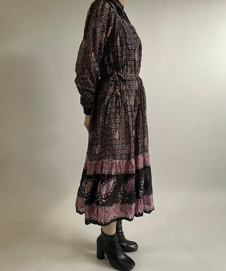 【USED】  Paisley Pattern Lame Long One-Piece /250301-017