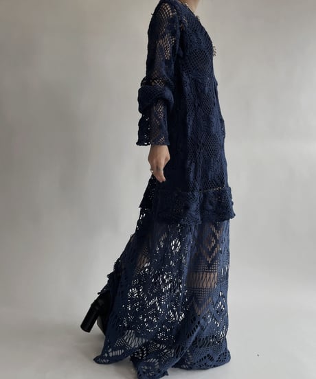 【RE;CIRCLE】 RE Crochet Blue Lace One-piece / 220728-008