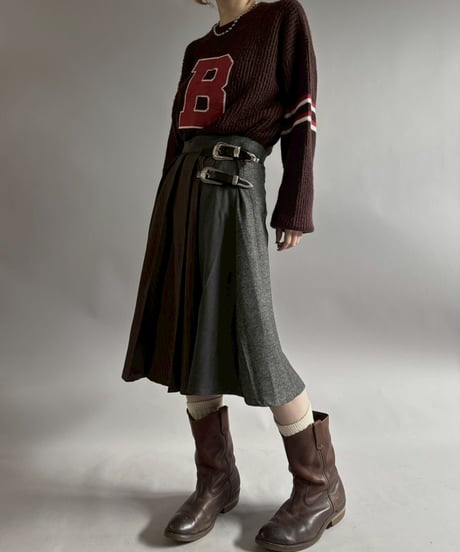 【RE;CIRCLE】 RE Suit Pleats Wrap Skirt/ 260108-004