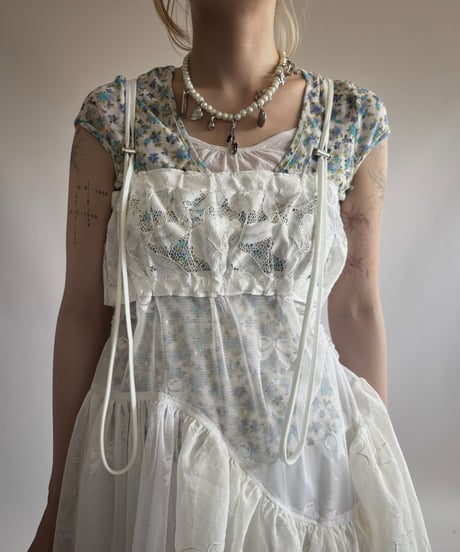 【RE;CIRCLE】RE Crochet Lace Patch work Camisole One-Piece Middle/250731-009