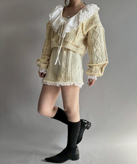 【RE;CIRCLE】 RE Aran Knit Layered Shorts / Ivory / 251106-002