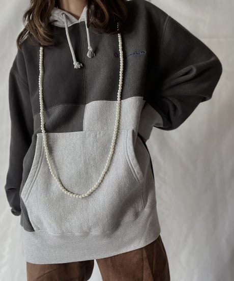 【USED】   Champion Reverse Weave Patch Work Hoodie/211007-031