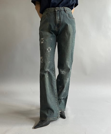 【USED 】Lame Flare Denim Pants/ 240824-046
