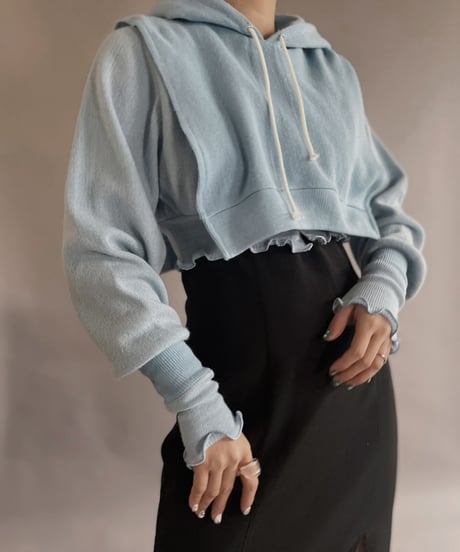 【RE;CIRCLE】 RE Acrylic Knit Cardigan + Hoodie Light Blue / 230220-011