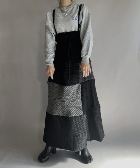 【RE;CIRCLE】 RE Alan Knit Patchwork Dyed Jump Skirt / 221124-032
