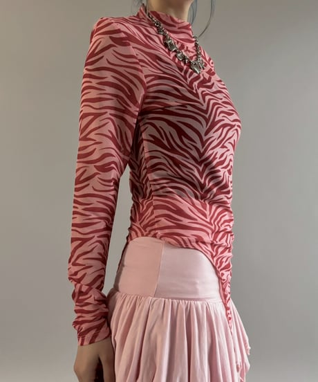 【USED】 Zebra Pattern Sheer Leotard Top / 260307-030