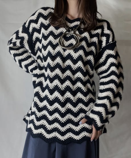 【USED】  Crochet Knit L/S Top ④/211014-038