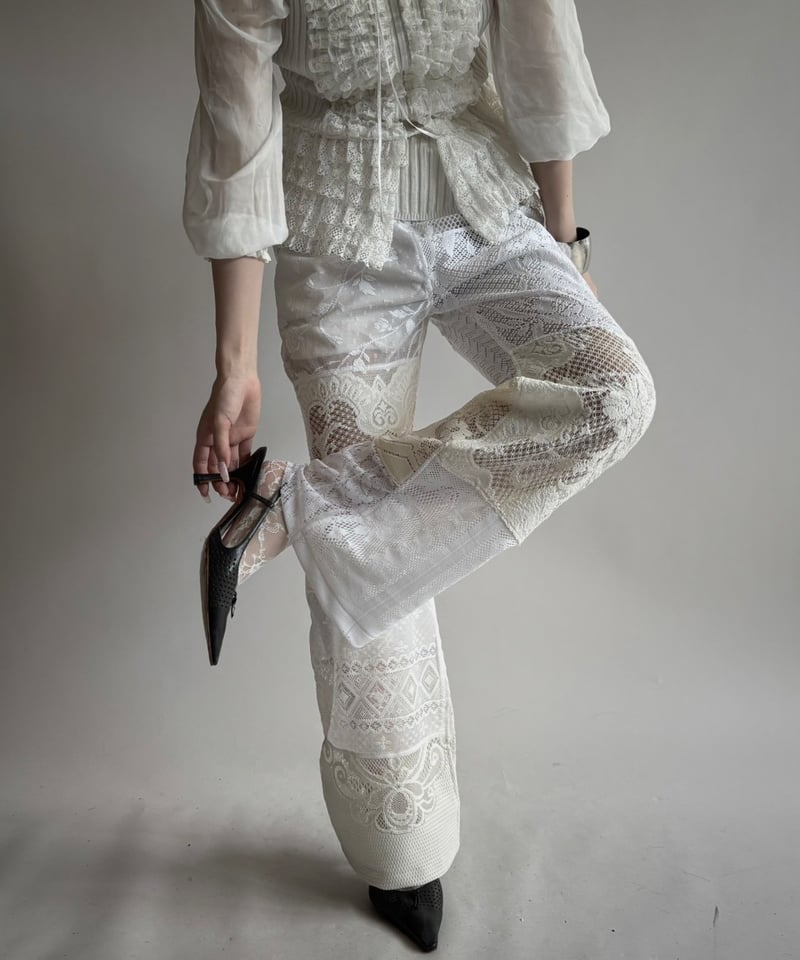 RE;CIRCLE】 RE Crochet Lace Patchwork Pants / 2