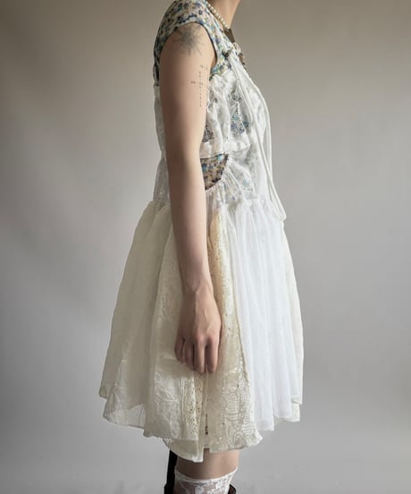 【RE;CIRCLE】RE Crochet Lace Patch work Camisole One-Piece Middle/250731-009