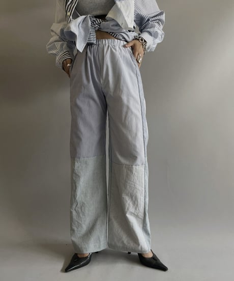 【RE;CIRCLE】 RE Patchwork Strip Pants / 230824-006