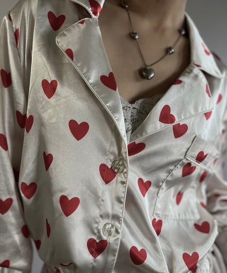 【USED】 MUMU Heart Patterned Pajama Set Up  /241109-016