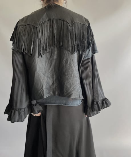 【USED】 Real Leather Fringe Vest / 231112-004