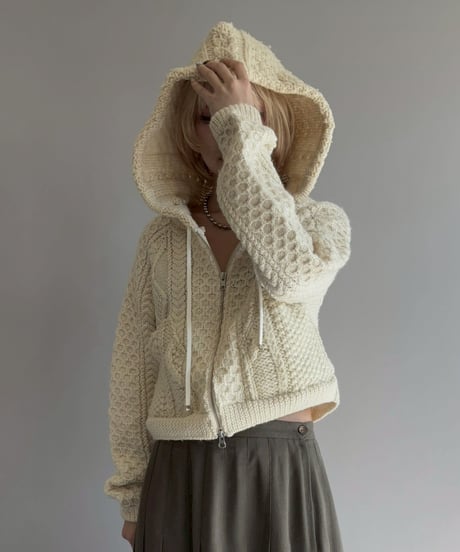 【RE;CIRCLE】 RE Aran Knit Double Zip-up Parka / Ivory / 251030-007