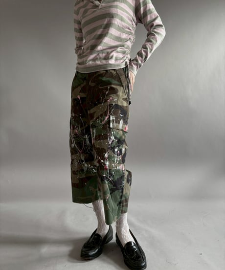 【USED】 Military Camouflage Cut Off Paint Pants /260226-007