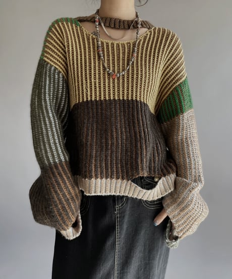 【USED】 ECKHAUS LATTA Patterned Knit Top /240127-030