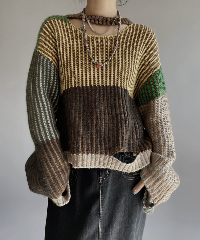 USED】 ECKHAUS LATTA Patterned Knit Top /240127