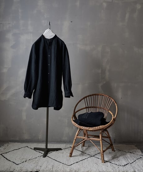 【RE;CIRCLE】 RE 1950s Flench Linen Shirts BLACK / 221031-004