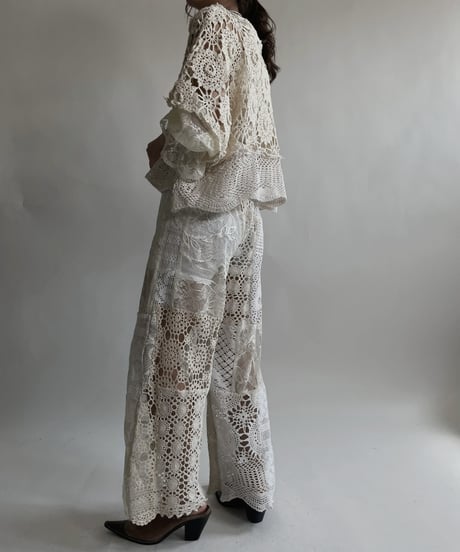 【RE;CIRCLE】 RE Crochet Lace Patchwork Tops / 220427-021