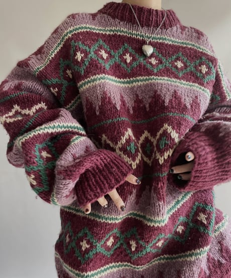 【USED】 Made in Ecuador Wool 100% Knit Top 231209-010