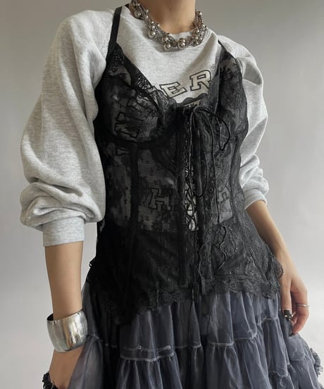 【USED】 Lace Patterned Camisole Corset Top/240928-021