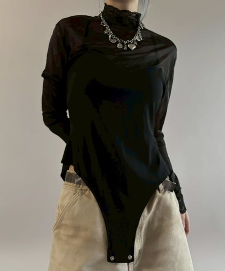 【USED】 Sheer Design Leotard Top/ 260307-026