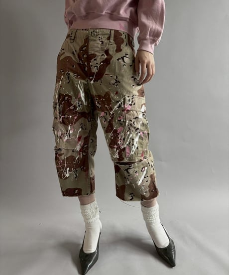 【USED】 Military Camouflage Cut Off Paint Pants /250925-007