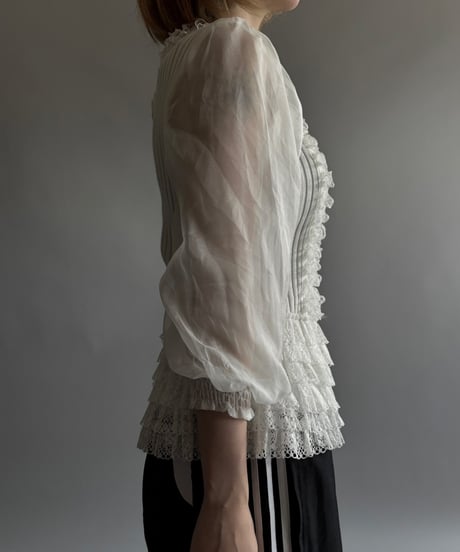 【USED】 Sheer frill knit top / 250913-008