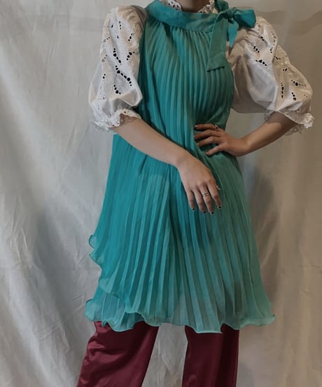【USED】Poly No Sleeve Pleats Dress/210217-054