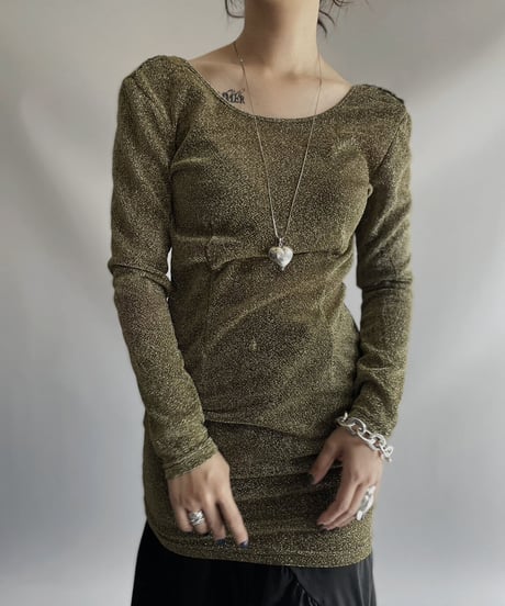 【USED】 L/S Lame Top/ 231028-024