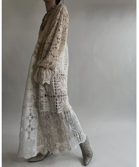 【RE;CIRCLE】 RE Crochet Lace Patchwork One-piece / 220526-012