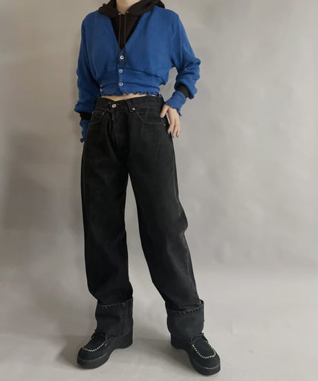 【RE;CIRCLE】 RE Acrylic Knit Cardigan + Hoodie Blue × Brown / 230220-004