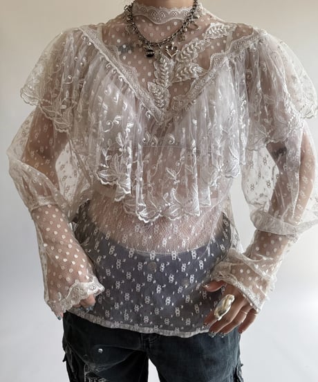 【USED】 Lace Pattern L/S Top  /250322-034
