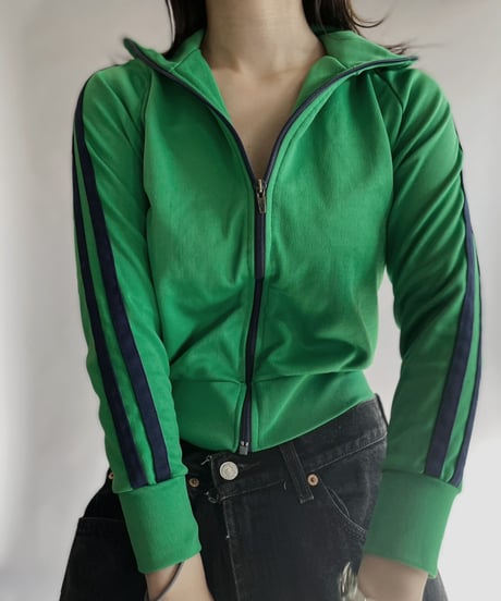 【USED】 Poly Zip-up Line Top Green / 230128-003
