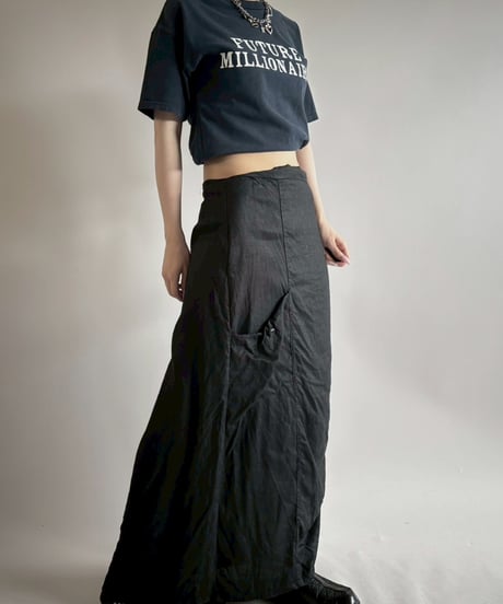【USED】 Made in France Linen100% Pocket Design Skirt /250802-010