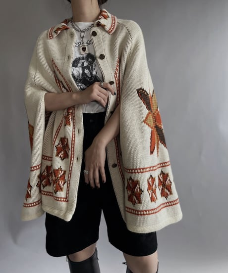 【USED】  Ward Acrylic Knit Poncho / 221029-021