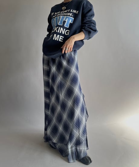 【USED】 Check Patterned Sheer Skirt / 241019-027