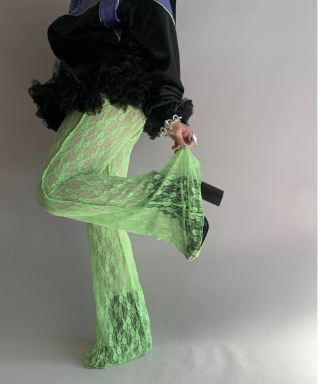 【USED】 Lace Patterned Sheer Flare Pants / 241116-023