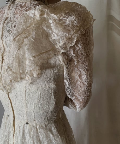 【USED】  USA Flower Patterned Lace Dress③/210429-035