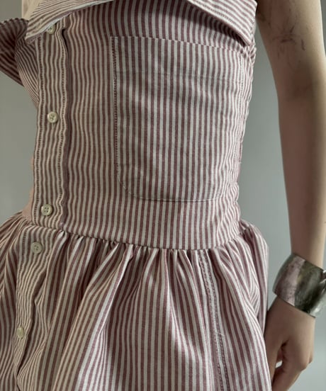 【RE;CIRCLE】  RE Stripe Shirt Mini One-Piece / 260611-001