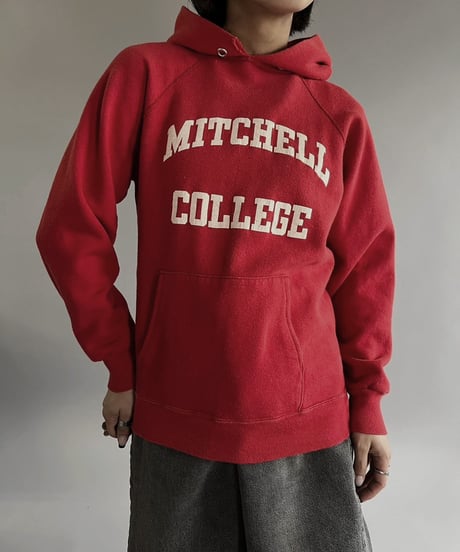 【USED】 Made in USA 80s Champion MITCHELL COLLEGE L/S Parker /240210-022