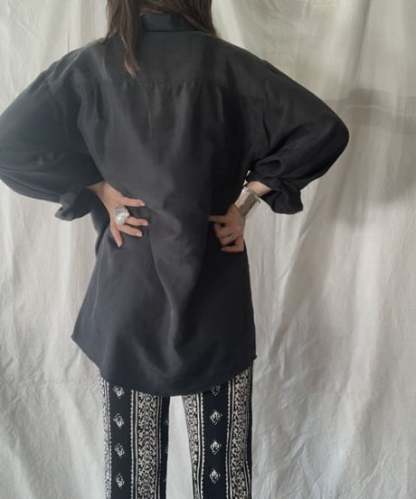 【RE;CIRCLE】 RE Lace Up Silk Pull Over Shirt① /210613-005
